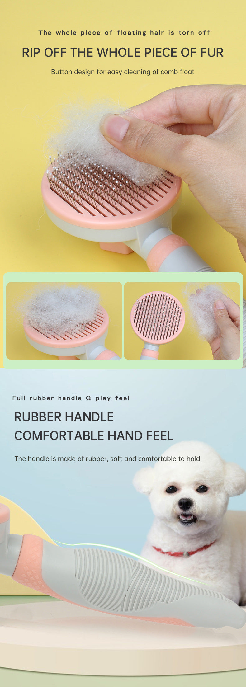 Self-Cleaning Pet Grooming Brush for Dogs & Cats